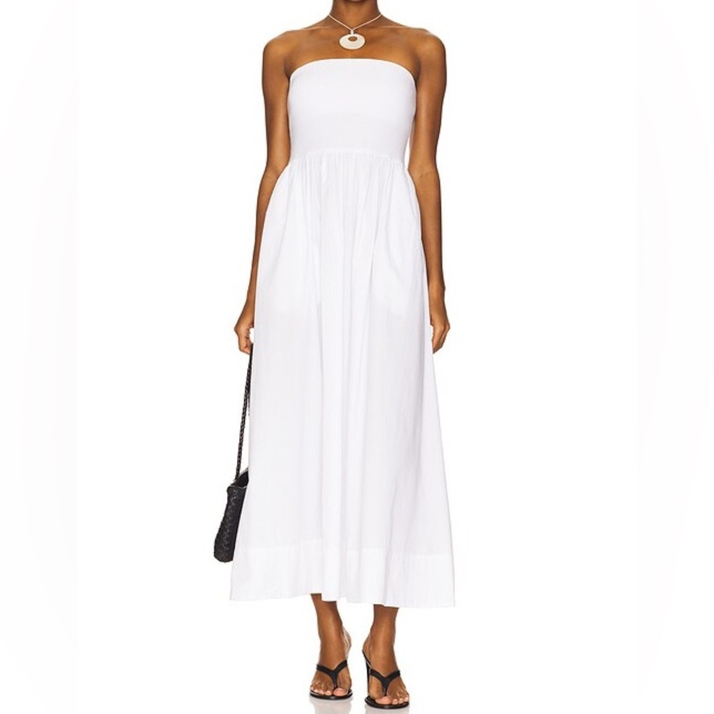 Enza Costa Cotton Resort Strapless Cotton Maxi Dress White NWOT Size Medium